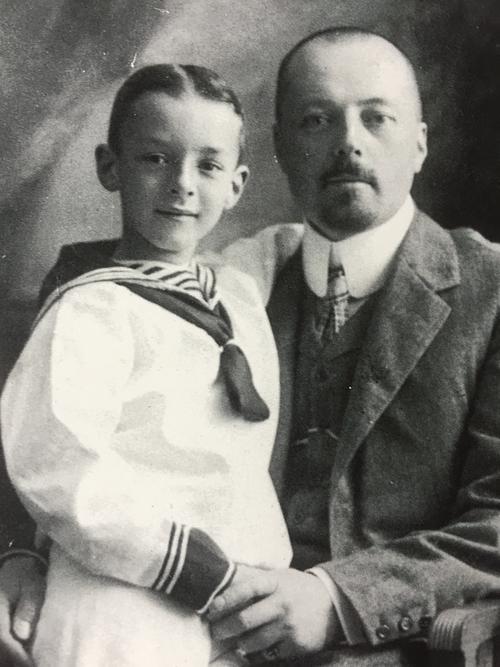 VN with his father, 1906, St. Petersburg. © The Vladimir Nabokov Literary Foundation.