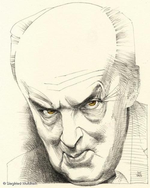 VN by Siegfried Woldhek. Woldhek’s caricatures of literary characters often illustrate The New York Review of Books.